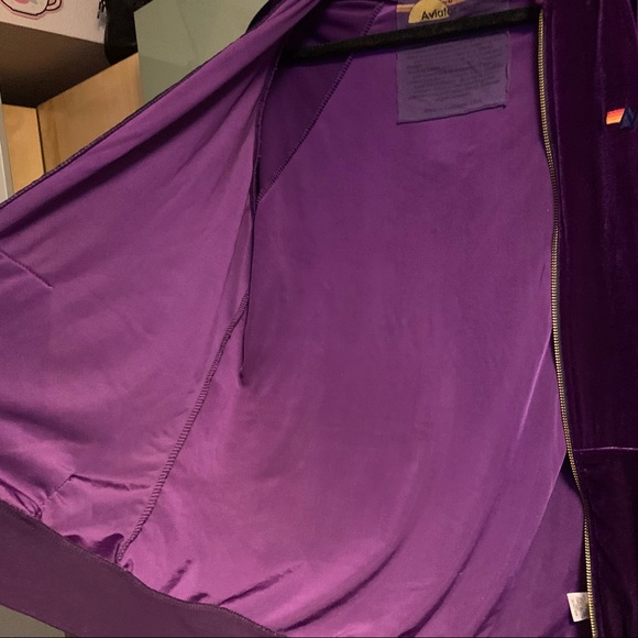 *SOLD* Aviator Nation Purple Velvet Hoodie Large - Picture 5 of 9